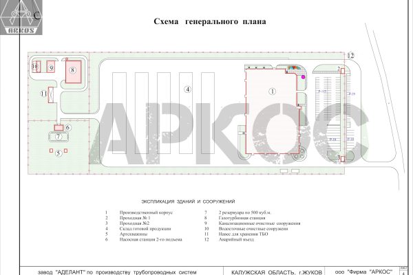 Схема Генерального плана трубного завода Аделант